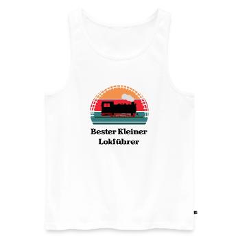 Kleiner Lokführer Dampflok Kinder - Männer Premium Bio Tank Top - Weiß - Vorne - Michal (187cm)