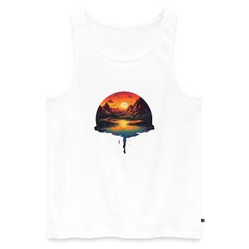  Mystischer Sonnenuntergang am Bergsee mit - Männer Premium Bio Tank Top - Weiß - Vorne - AI Model Male 178 light (178cm)