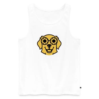 Labrador Blume Brille Peace Comic - Männer Premium Bio Tank Top - Weiß - Vorne - AI Model Male 178 light (178cm)