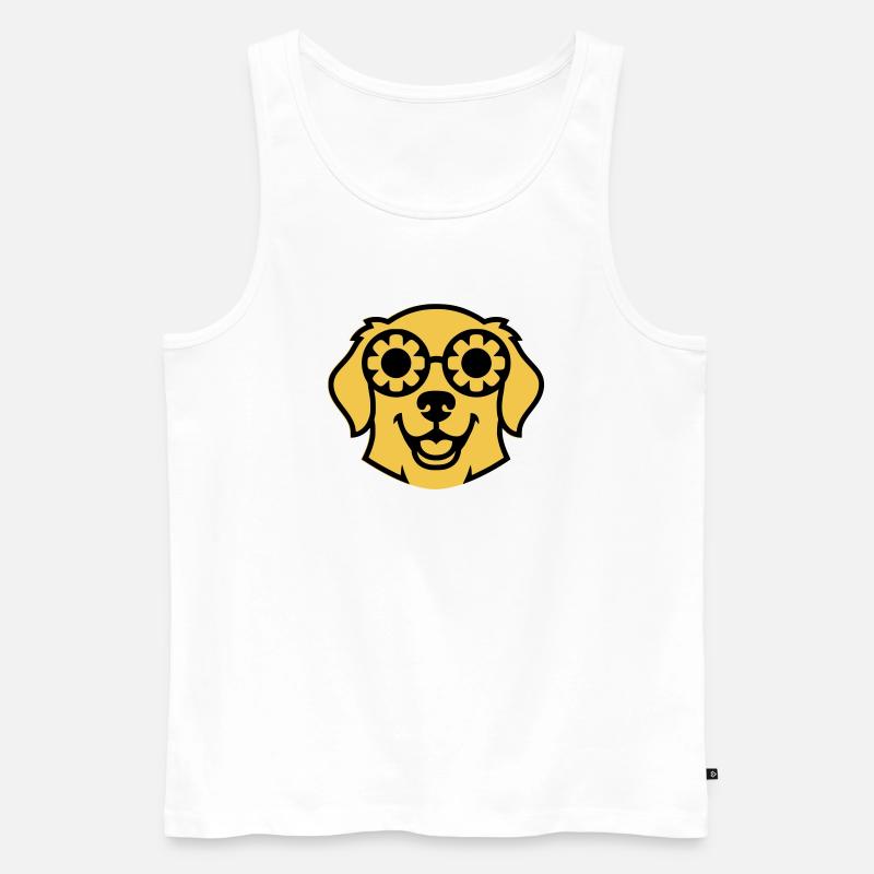Labrador Blume Brille Peace Comic - Männer Premium Bio Tank Top - Weiß
