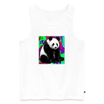 Panda - Männer Premium Bio Tank Top - Weiß - Vorne - Michal (187cm)