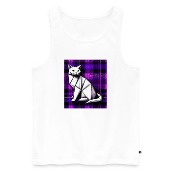 cat - Men's Premium Organic Tank Top - white - Front - Michal (187cm)