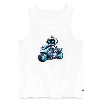 Robot on motorcycle - Men's Premium Organic Tank Top - white - Front - Michal (187cm)