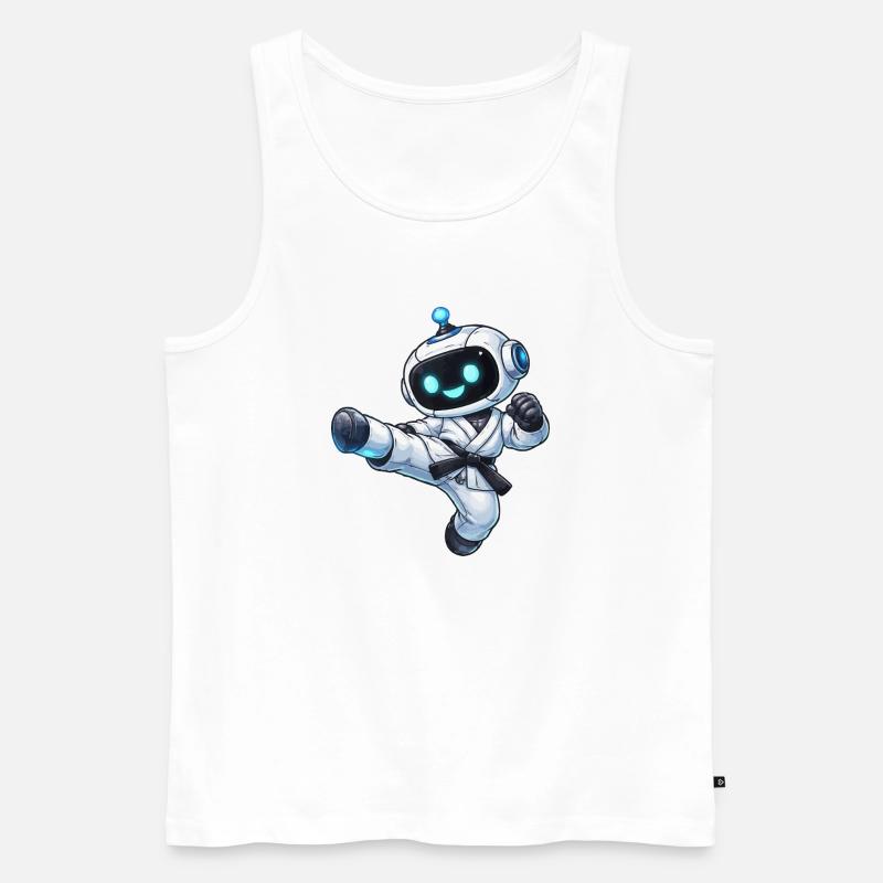 Kampfroboter im Karate-Gi - Männer Premium Bio Tank Top - Weiß