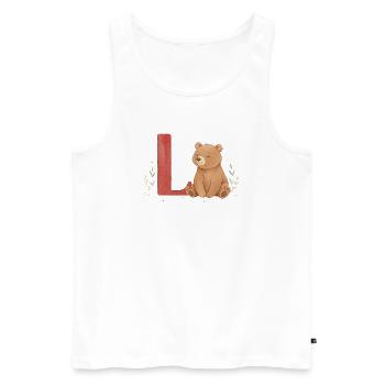 Ours aquarelle avec L rouge - Débardeur bio Premium Homme - blanc - Devant - AI Model Male 178 light (178cm)
