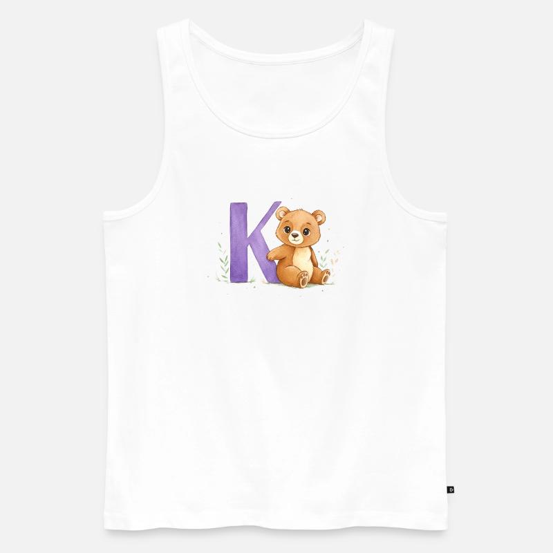 Aquarell Bär mit Buchstabe K - Männer Premium Bio Tank Top - Weiß