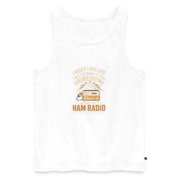 Amateurfunk-Tee - Männer Premium Bio Tank Top - Weiß - Vorne - Michal (187cm)