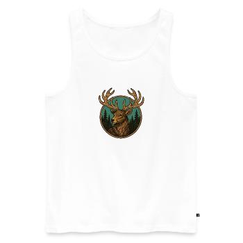 Deer in the Forest Emblem - Men's Premium Organic Tank Top - white - Front - AI Model Male 178 light (178cm)