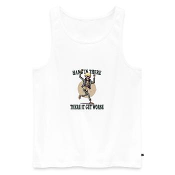 Durchhalten – Lustiges Skelett Humor Shirt - Männer Premium Bio Tank Top - Weiß - Vorne - Michal (187cm)