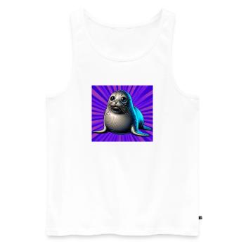 seal - Men's Premium Organic Tank Top - white - Front - AI Model Male 178 light (178cm)