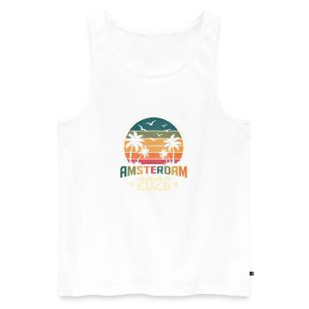 Amsterdam 2026 - Männer Premium Bio Tank Top - Weiß - Vorne - Michal (187cm)