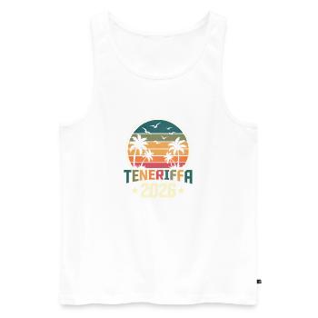 Teneriffa 2026 - Männer Premium Bio Tank Top - Weiß - Vorne - Michal (187cm)