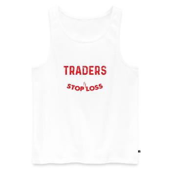 5 Traders sur 4 Move Stop Loss Humour - Débardeur bio Premium Homme - blanc - Devant - AI Model Male 178 light (178cm)