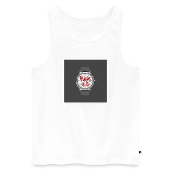 9 to 5 Arbeit nervt Uhr Statement Design - Männer Premium Bio Tank Top - Weiß - Vorne - AI Model Male 178 light (178cm)