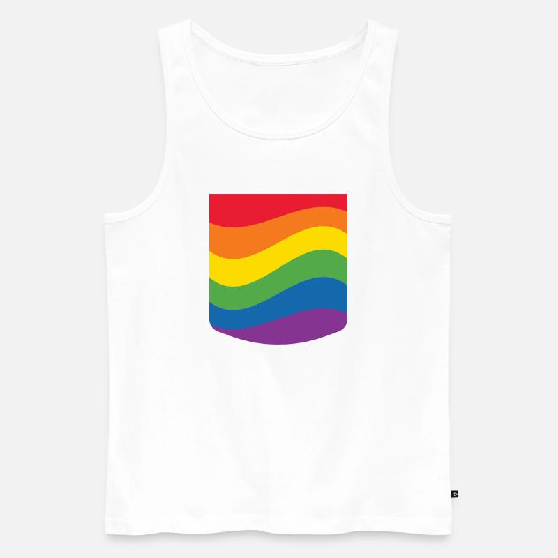 Rainbow Wave Pride Flag Minimal Design - Men's Premium Organic Tank Top - white