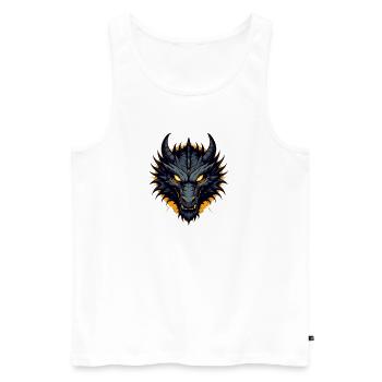 Schwarzer Drache Drachenkopf - Männer Premium Bio Tank Top - Weiß - Vorne - AI Model Male 178 light (178cm)