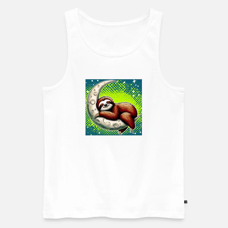 Faultier schläft auf dem Mond - Männer Premium Bio Tank Top - Weiß