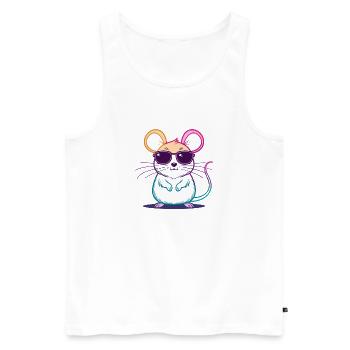 Regenbogen-Maus-Brille - Männer Premium Bio Tank Top - Weiß - Vorne - AI Model Male 178 light (178cm)