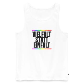 Vielfalt statt Einfalt – Regenbogen / Gay, CSD - Männer Premium Bio Tank Top - Weiß - Vorne - Michal (187cm)