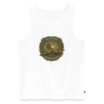 Bird Watching Wildlife Emblem - Men's Premium Organic Tank Top - white - Front - Michal (187cm)