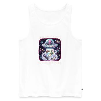 Here For The Cats – Humans Are Weird - Men's Premium Organic Tank Top - white - Front - Michal (187cm)