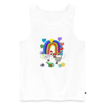 Kinder Fantasy Regenbogen Blumen Hühner  - Männer Premium Bio Tank Top - Weiß - Vorne - AI Model Male 178 light (178cm)