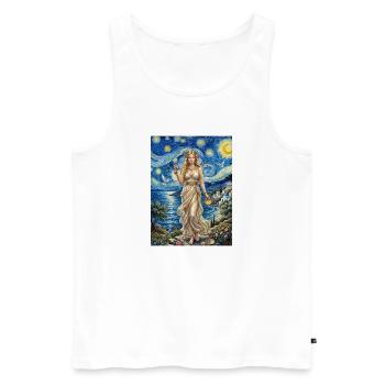 Nuit étoilée d’Aphrodite - Débardeur bio Premium Homme - blanc - Devant - AI Model Male 178 light (178cm)