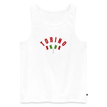 Torino Crest with Italian Flags - Men's Premium Organic Tank Top - white - Front - Michal (187cm)