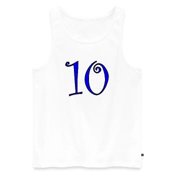 10. 10 YEARS. 10th ANNIVERSARY. 10 YEAR ANNIVERSARY. - Men's Premium Organic Tank Top - white - Front - Michal (187cm)