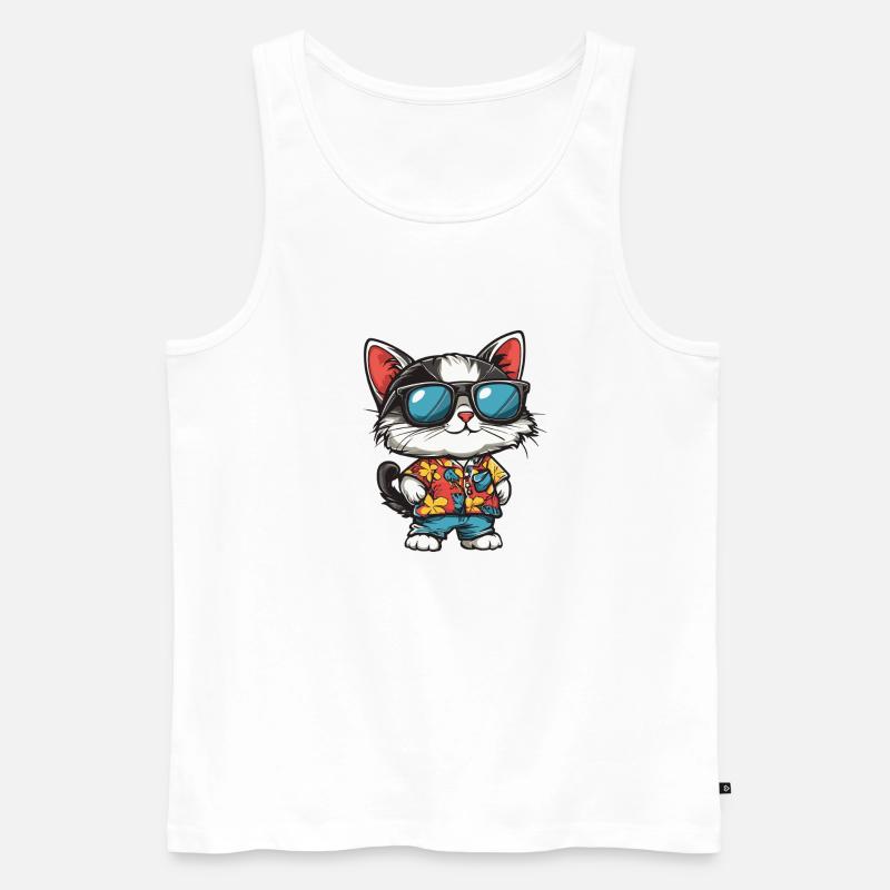 Katze Comic Urlaub - Männer Premium Bio Tank Top - Weiß