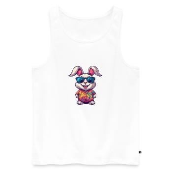 Hase Comic Urlaub - Männer Premium Bio Tank Top - Weiß - Vorne - Michal (187cm)
