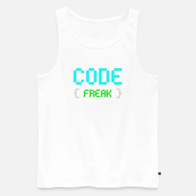 Pixel Code Freak Neon Tee - Männer Premium Bio Tank Top - Weiß