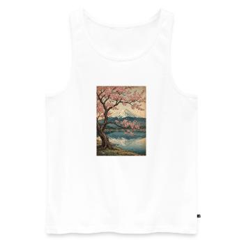 Kirschblüten am Mount Fuji - Männer Premium Bio Tank Top - Weiß - Vorne - AI Model Male 178 light (178cm)