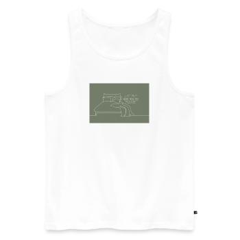 Il ne reste que 5 minutes d’humour de chambre - Débardeur bio Premium Homme - blanc - Devant - AI Model Male 178 light (178cm)