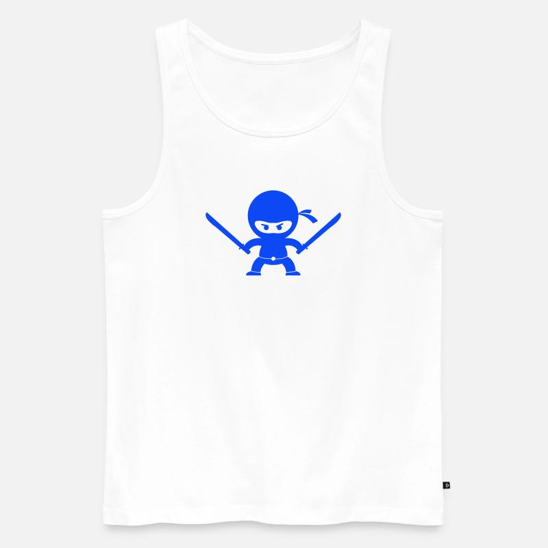 Blauer Ninja mit zwei Schwertern - Männer Premium Bio Tank Top - Weiß