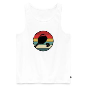 Retro-Sport-Pickleball-Geschenk - Männer Premium Bio Tank Top - Weiß - Vorne - Michal (187cm)