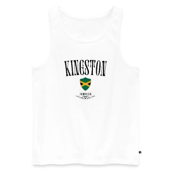 Kingston Souvenir, Elegant Kingston Design - Men's Premium Organic Tank Top - white - Front - AI Model Male 178 light (178cm)