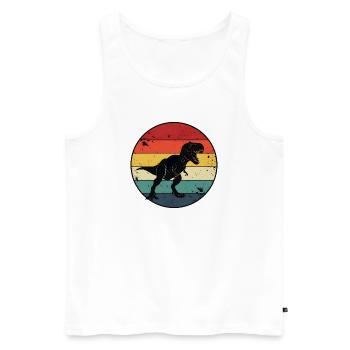 Vintage T-Rex Dinosaurier-T-Shirt – Retro-Design - Männer Premium Bio Tank Top - Weiß - Vorne - AI Model Male 178 light (178cm)