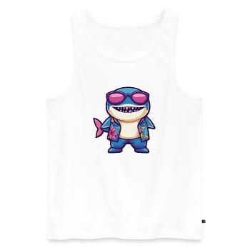 Hai Comic Urlaub - Männer Premium Bio Tank Top - Weiß - Vorne - Michal (187cm)