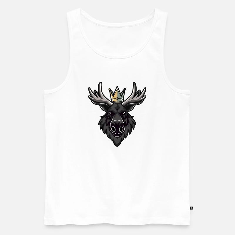 Elch Kopf Krone - Männer Premium Bio Tank Top - Weiß
