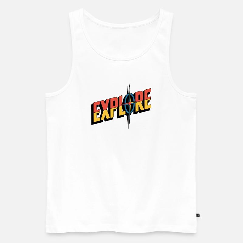 EXPLORE Kompass – Abenteuer Logo - Männer Premium Bio Tank Top - Weiß