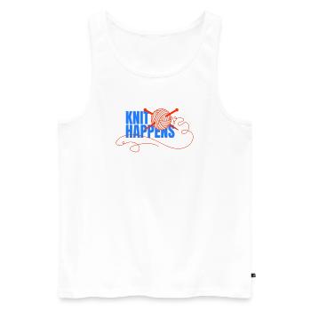 Knit Happens Logo Strickdesign - Männer Premium Bio Tank Top - Weiß - Vorne - AI Model Male 178 light (178cm)