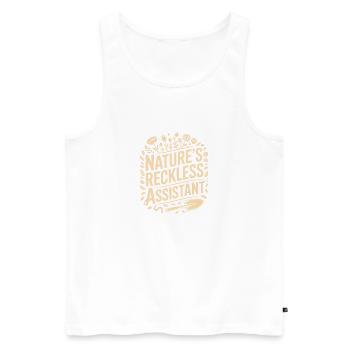 L’assistant imprudent de la nature - Débardeur bio Premium Homme - blanc - Devant - AI Model Male 178 light (178cm)