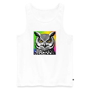 Eule - Männer Premium Bio Tank Top - Weiß - Vorne - AI Model Male 178 light (178cm)