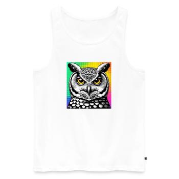 Eule - Männer Premium Bio Tank Top - Weiß - Vorne - AI Model Male 178 light (178cm)
