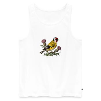Amerikanischer Stieglitz auf der Distel - Männer Premium Bio Tank Top - Weiß - Vorne - AI Model Male 178 light (178cm)