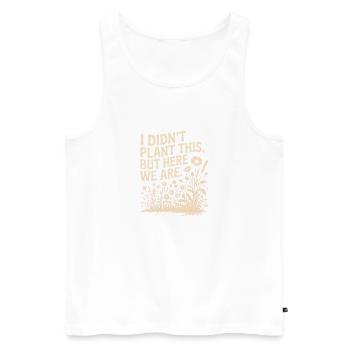 Wir sind hier: Wildblumen-Zitat - Männer Premium Bio Tank Top - Weiß - Vorne - Michal (187cm)