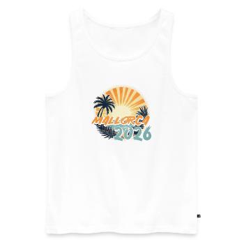 Mallorca 2026 - Männer Premium Bio Tank Top - Weiß - Vorne - Michal (187cm)