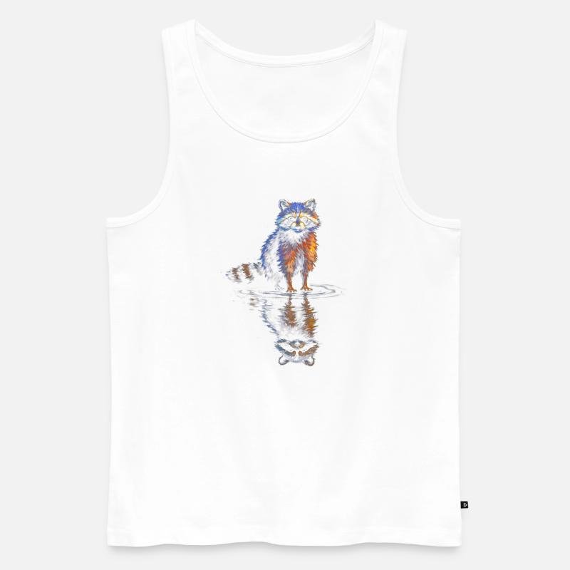 Wasserreflexion Waschbär – Farbenspiel - Männer Premium Bio Tank Top - Weiß