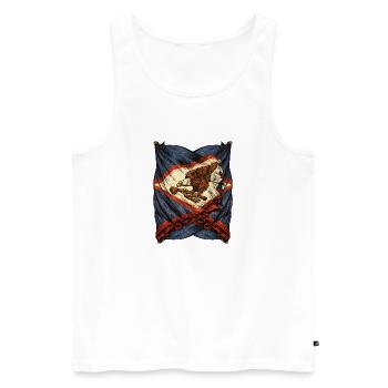 Vintage Eagle Flag Emblem with Rifle - Men's Premium Organic Tank Top - white - Front - AI Model Male 178 light (178cm)